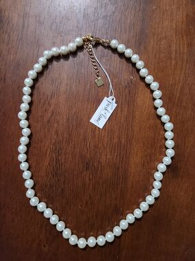 Park Lane White Pearl Necklace with Gold Accents